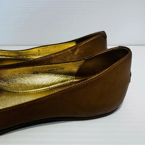 Jimmy Choo Nude Leather Crystal Toe Ballet Flats Size 40 - Picture 5 of 14